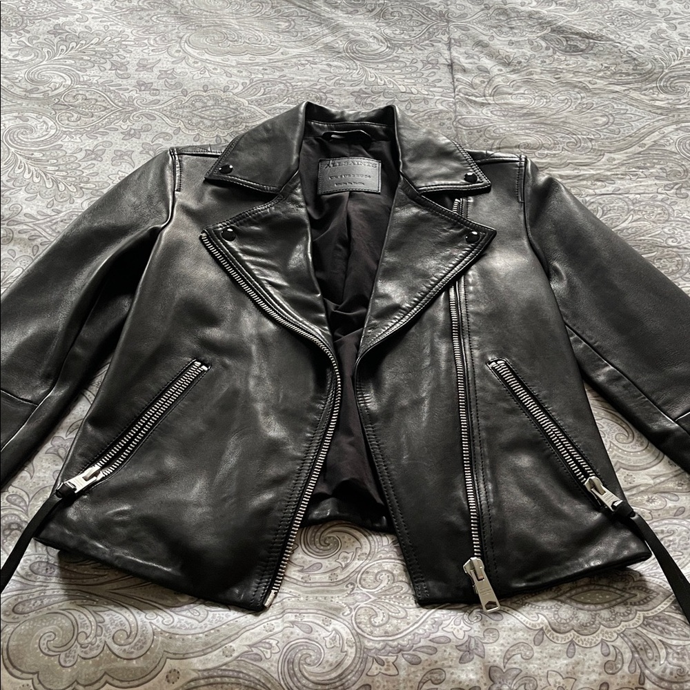 All Saints black Leather Jacket - Picture 7 of 15